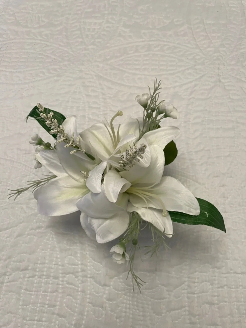 Lily Artificial Silk Floral Arrangement in Square Pot Lightly Used
